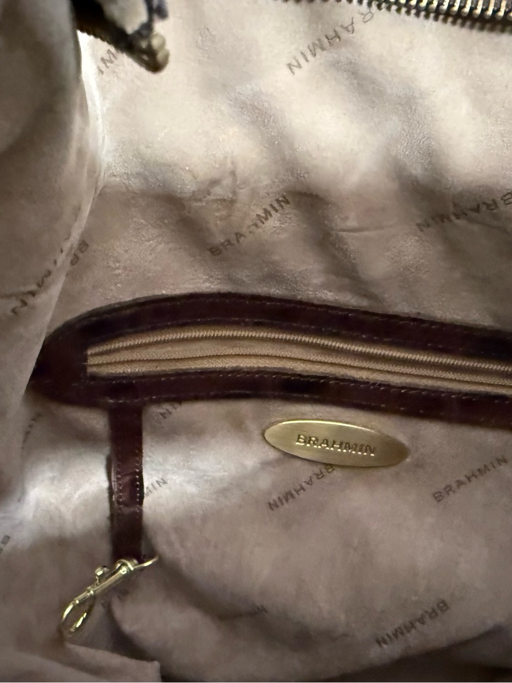 Brahmin Burgundy Croc Embossed Leather Hobo Shoulder Bag - Picture 3 of 6